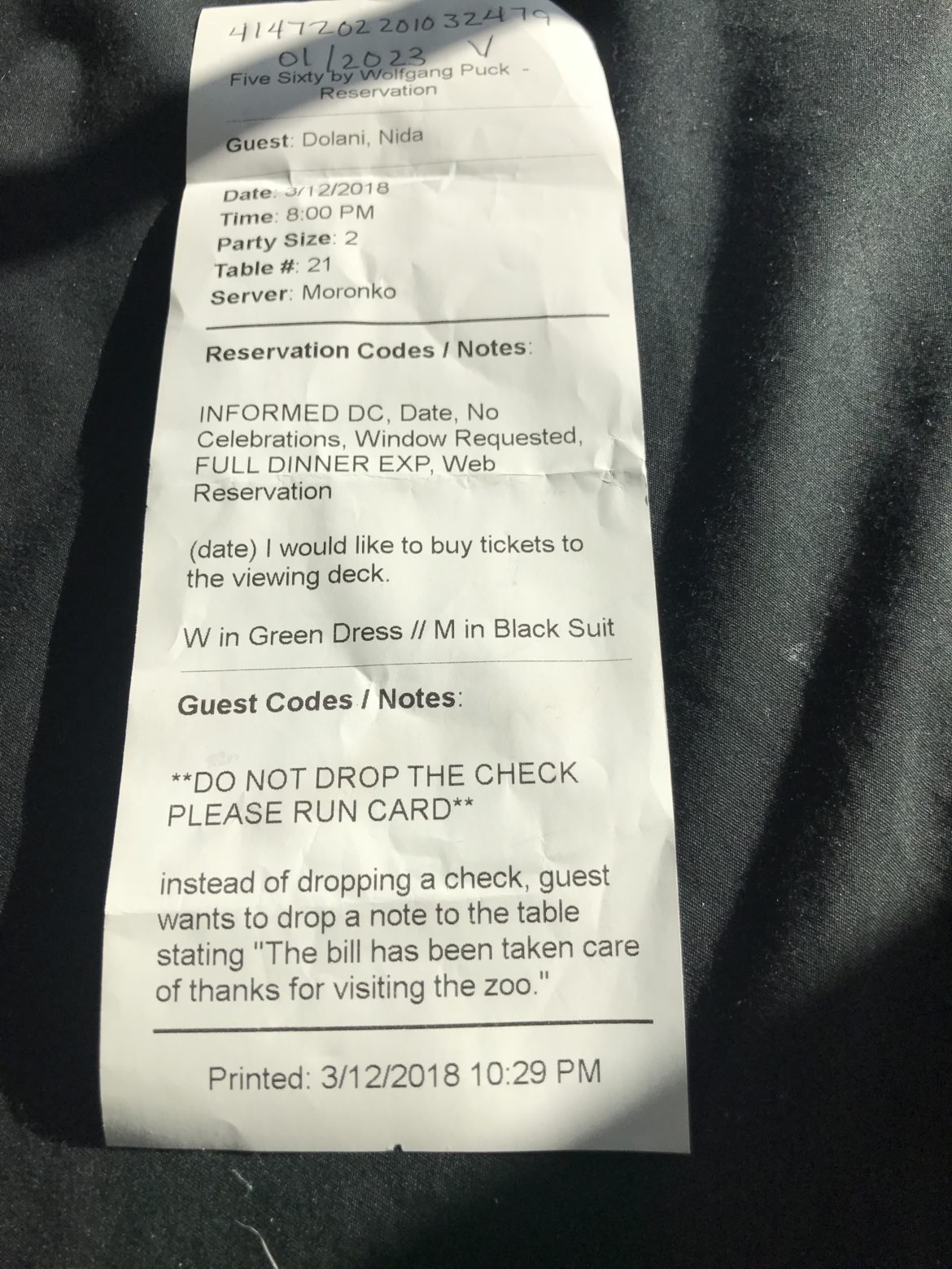 Reunion Tower Dinner Surprise Fail